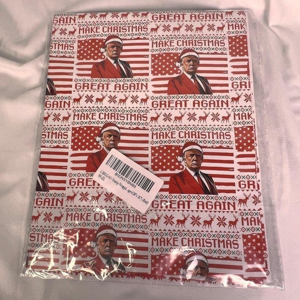 Trump Wrapping Paper Unisex 30x36 Red NEW Make Christmas Great Again MAGA - Picture 2 of 3